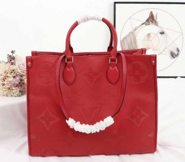 Replica Louis Vuitton Monogram Empreinte Giant Onthego GM Tote In Red