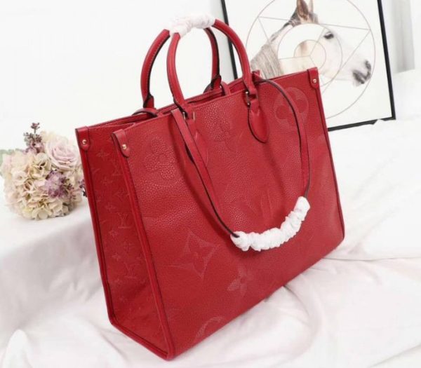 Replica Louis Vuitton Monogram Empreinte Giant Onthego GM Tote In Red - Image 2