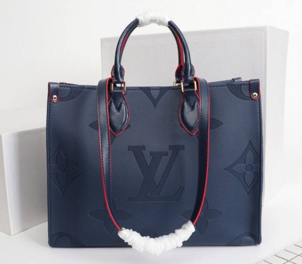 Replica Louis Vuitton Monogram Empreinte Giant Onthego MM Tote In Navy Blue