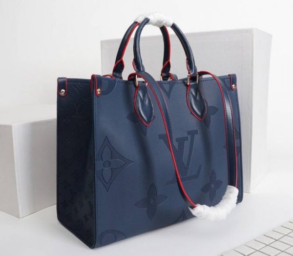 Replica Louis Vuitton Monogram Empreinte Giant Onthego MM Tote In Navy Blue - Image 2