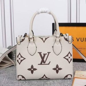 Replica Louis Vuitton Bicolor Monogram Empreinte Leather Onthego PM Bag In Cream And Bois De Rose Pink
