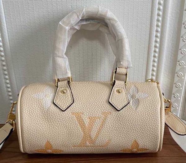 Replica Louis Vuitton Bicolor Monogram Empreinte Papillon BB Bag In Cream And Saffron