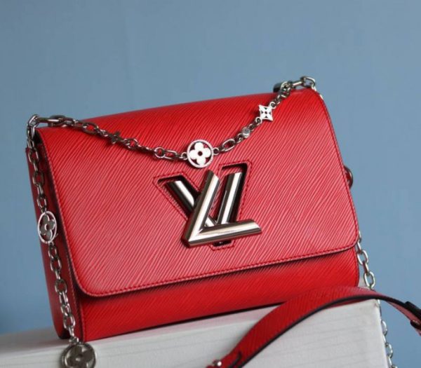 Replica Louis Vuitton Epi Leather Twist MM With Flowers Jewels Chain Bag In Red - Image 2