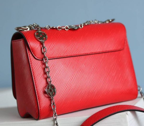 Replica Louis Vuitton Epi Leather Twist MM With Flowers Jewels Chain Bag In Red - Image 5