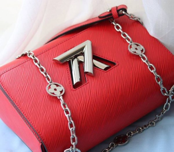 Replica Louis Vuitton Epi Leather Twist MM With Flowers Jewels Chain Bag In Red - Image 6
