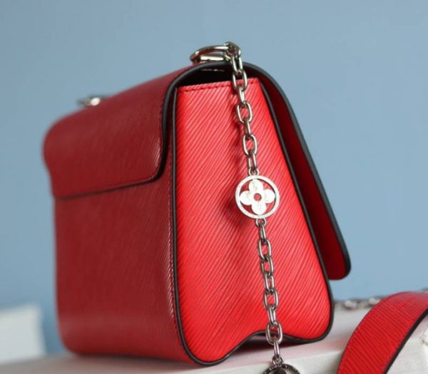 Replica Louis Vuitton Epi Leather Twist MM With Flowers Jewels Chain Bag In Red - Image 7