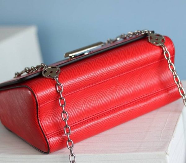 Replica Louis Vuitton Epi Leather Twist MM With Flowers Jewels Chain Bag In Red - Image 8