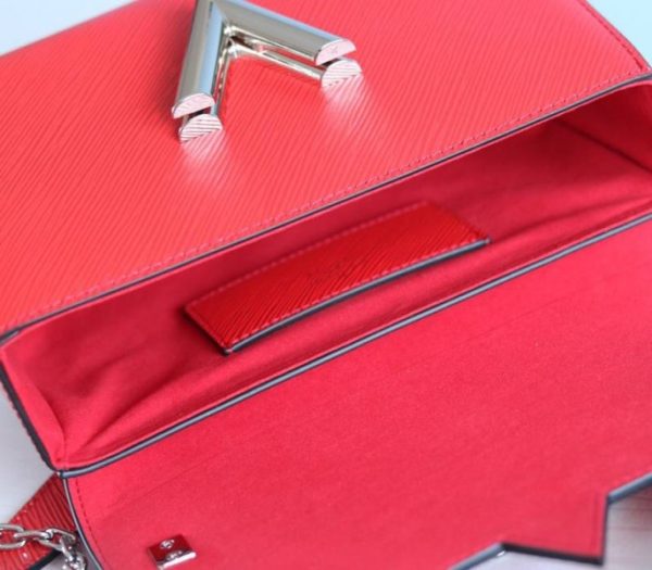 Replica Louis Vuitton Epi Leather Twist MM With Flowers Jewels Chain Bag In Red - Image 9