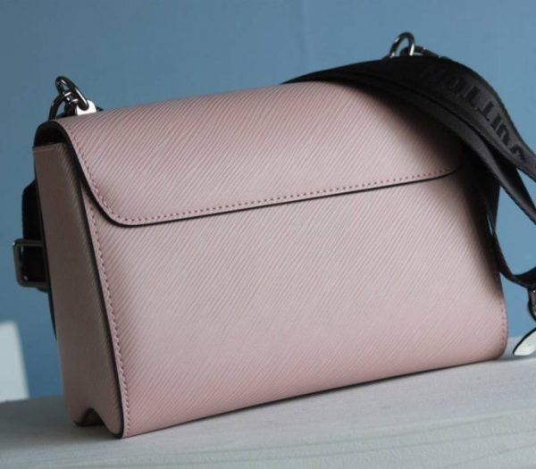 Replica Louis Vuitton Epi Leather Twist MM Bag In Rose Ballerine Pink With Jacquard Strap - Image 4