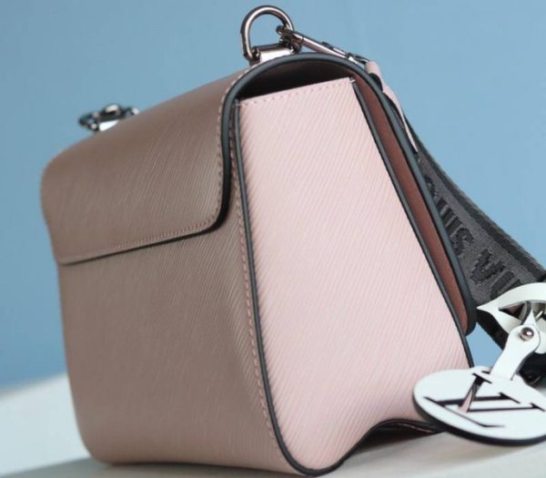 Replica Louis Vuitton Epi Leather Twist MM Bag In Rose Ballerine Pink With Jacquard Strap - Image 5