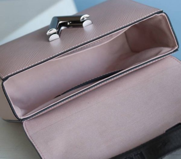Replica Louis Vuitton Epi Leather Twist MM Bag In Rose Ballerine Pink With Jacquard Strap - Image 7
