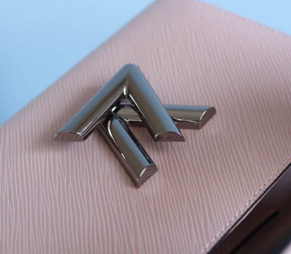 Replica Louis Vuitton Epi Leather Twist MM Bag In Rose Ballerine Pink With Jacquard Strap - Image 8