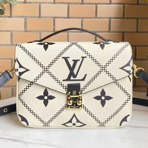 Replica Louis Vuitton Spring 2022 Monogram Empreinte Pochette Metis Handbag In Cream