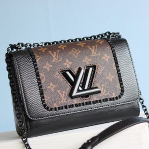 Replica Louis Vuitton Epi Leather Twist MM Canvas Trompe loeil Braid Bag In All Black