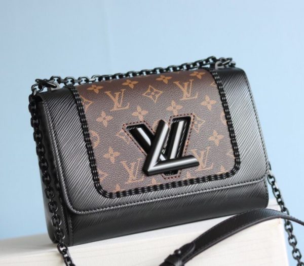 Replica Louis Vuitton Epi Leather Twist MM Canvas Trompe loeil Braid Bag In All Black