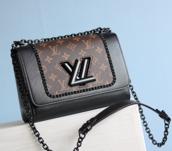 Replica Louis Vuitton Epi Leather Twist MM Canvas Trompe loeil Braid Bag In All Black - Image 2