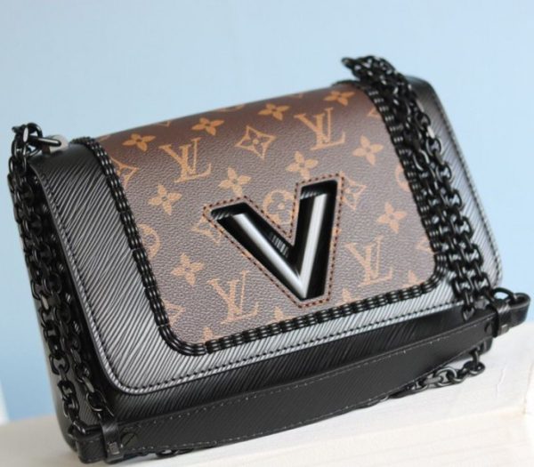 Replica Louis Vuitton Epi Leather Twist MM Canvas Trompe loeil Braid Bag In All Black - Image 3