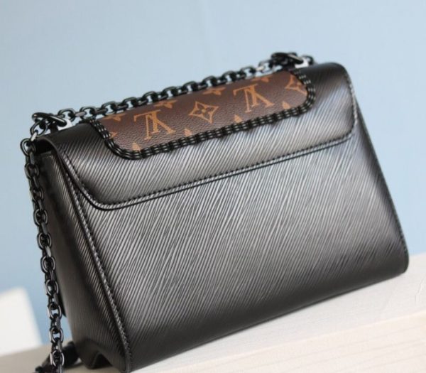 Replica Louis Vuitton Epi Leather Twist MM Canvas Trompe loeil Braid Bag In All Black - Image 4