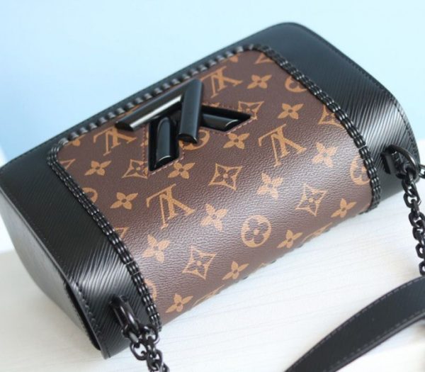 Replica Louis Vuitton Epi Leather Twist MM Canvas Trompe loeil Braid Bag In All Black - Image 5