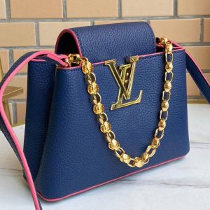 Replica Louis Vuitton Capucines Mini Chain Bag In Navy Blue