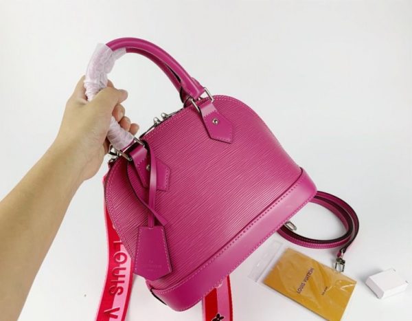 Replica Louis Vuitton Epi Leather Alma BB Handbag In Pondichery Pink With Jacquard Strap - Image 2