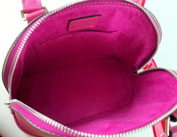 Replica Louis Vuitton Epi Leather Alma BB Handbag In Pondichery Pink With Jacquard Strap - Image 6