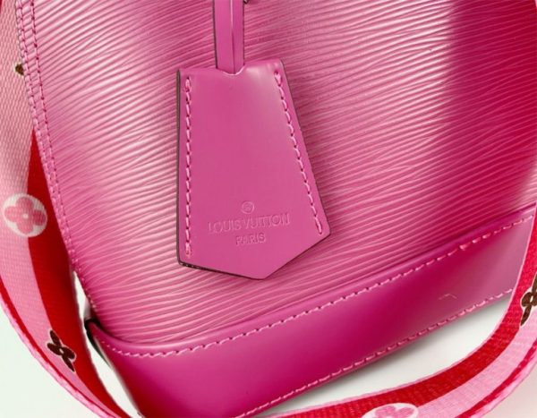 Replica Louis Vuitton Epi Leather Alma BB Handbag In Pondichery Pink With Jacquard Strap - Image 8