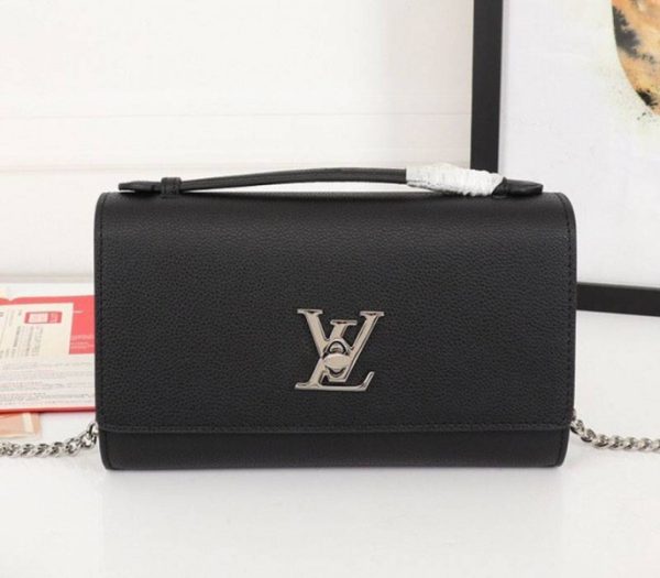 Replica Louis Vuitton Lockme Clutch In Black