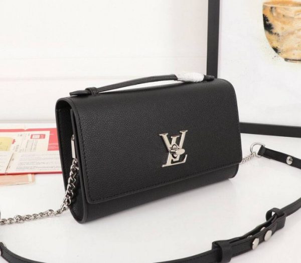 Replica Louis Vuitton Lockme Clutch In Black - Image 2