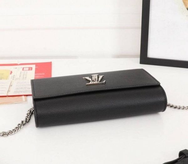 Replica Louis Vuitton Lockme Clutch In Black - Image 4