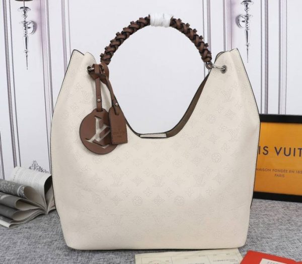 Replica Louis Vuitton Mahina Carmel Hobo In Cream Beige