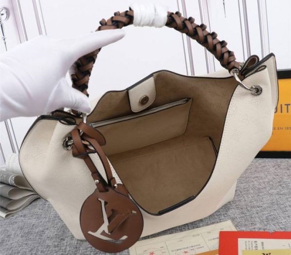 Replica Louis Vuitton Mahina Carmel Hobo In Cream Beige - Image 5