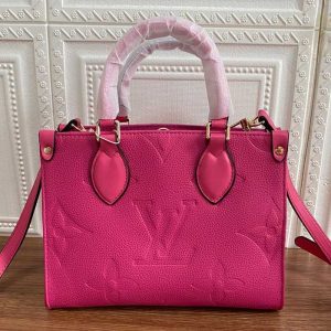 Replica Louis Vuitton Monogram Empreinte Leather Onthego PM Bag In Freesia Pink