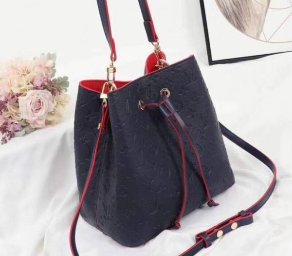Replica Louis Vuitton Monogram Empreinte NeoNoe MM Bag In Marine Rouge - Image 2