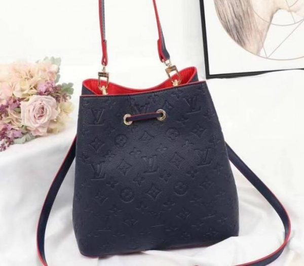 Replica Louis Vuitton Monogram Empreinte NeoNoe MM Bag In Marine Rouge - Image 3