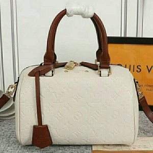 Replica Louis Vuitton Monogram Empreinte Speedy Bandouliere 25 Handbag In Cream