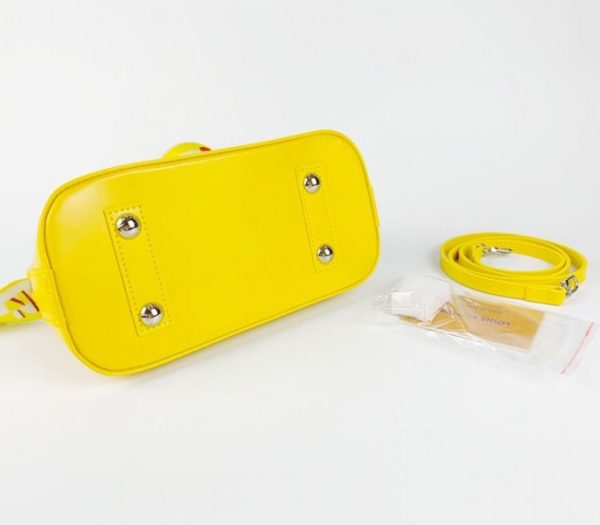 Replica Louis Vuitton Epi Leather Alma BB Handbag In Cedrat Yellow With Jacquard Strap - Image 5