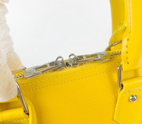 Replica Louis Vuitton Epi Leather Alma BB Handbag In Cedrat Yellow With Jacquard Strap - Image 8