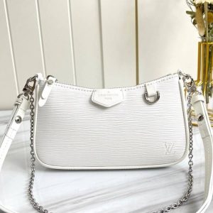 Replica Louis Vuitton Epi Leather Easy Pouch On Strap In Quartz White