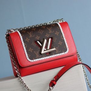 Replica Louis Vuitton Epi Leather Twist MM Canvas Trompe loeil Braid Bag In Red