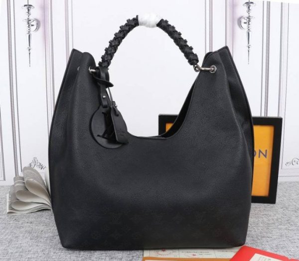 Replica Louis Vuitton Mahina Carmel Hobo In Black