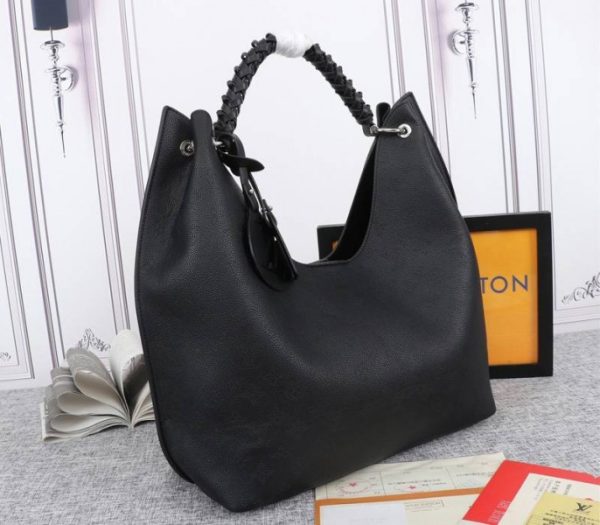 Replica Louis Vuitton Mahina Carmel Hobo In Black - Image 2