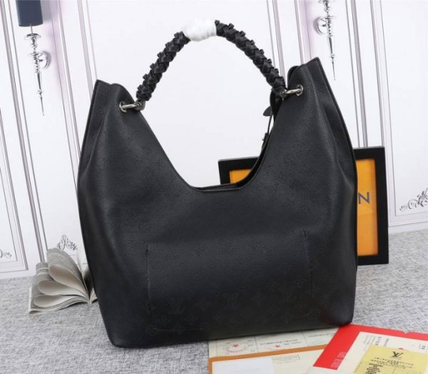 Replica Louis Vuitton Mahina Carmel Hobo In Black - Image 3