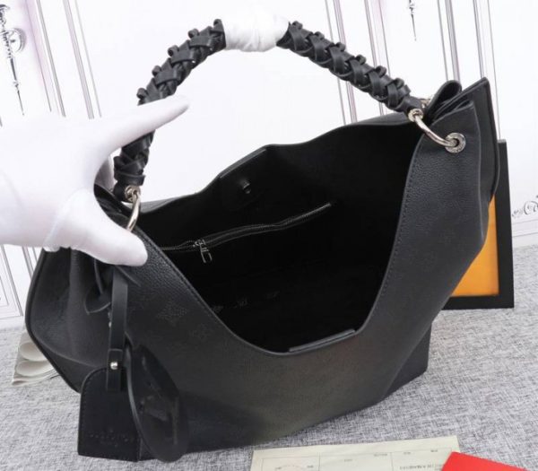 Replica Louis Vuitton Mahina Carmel Hobo In Black - Image 5