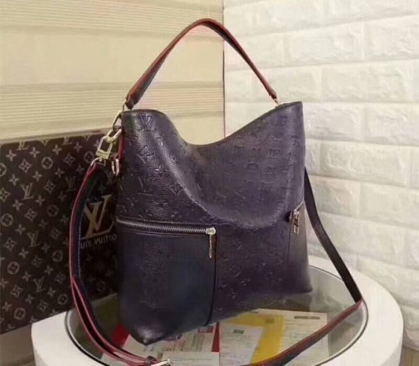 Replica Louis Vuitton Monogram Empreinte Melie Hobo In Navy Blue - Image 2