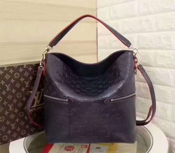 Replica Louis Vuitton Monogram Empreinte Melie Hobo In Navy Blue - Image 3