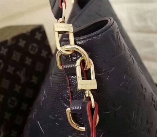 Replica Louis Vuitton Monogram Empreinte Melie Hobo In Navy Blue - Image 4