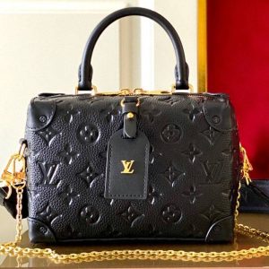 Replica Louis Vuitton Monogram Empreinte Petite Malle Souple Handbag In Black