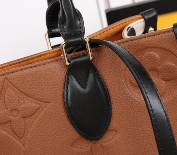 Replica Louis Vuitton Monogram Empreinte Wild At Heart Onthego MM Tote In Caramel Brown - Image 7