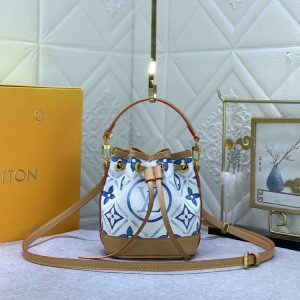 Replica Louis Vuitton LV By The Pool Monogram Tiles Canvas Nano Noe Bag In Lagoon Blue